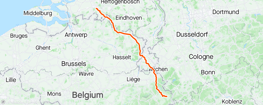 Map of the activity, Driedaagse naar Rust Etappe1: Breda-Büllingen 🇧🇪