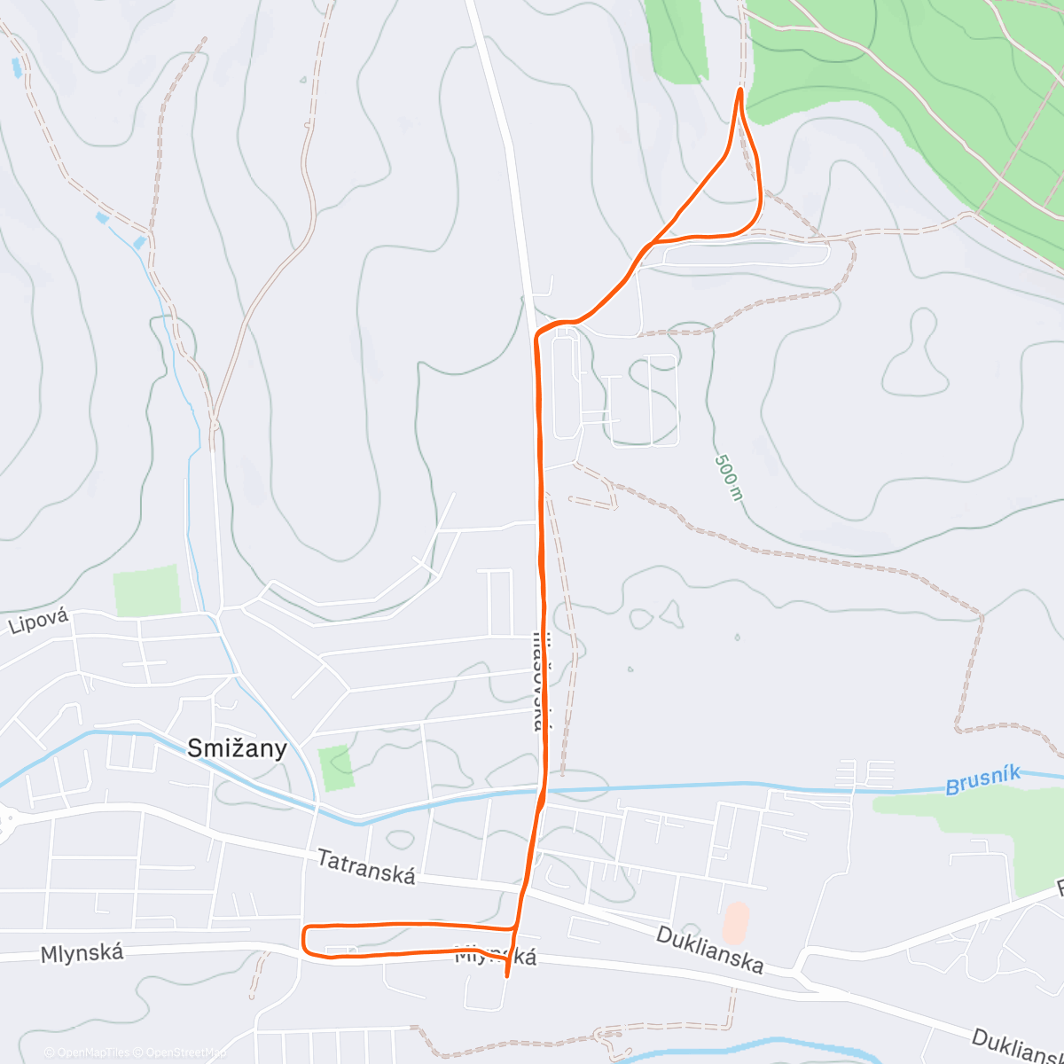 Map of the activity, Morning Trail Run / pod Šibeň
