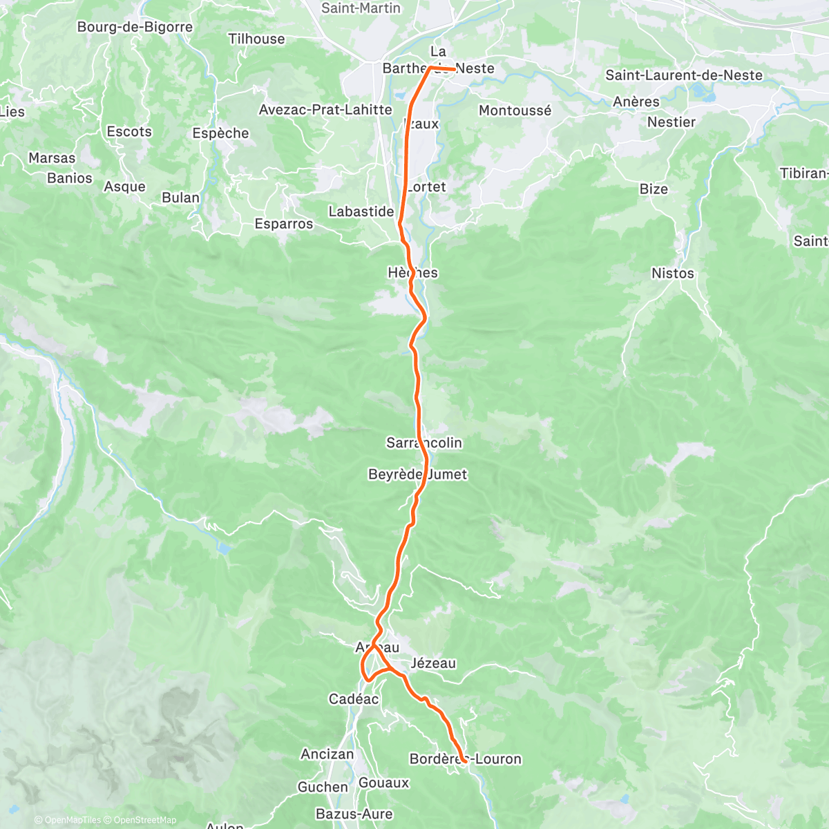 Map of the activity, Sortie vélo le midi