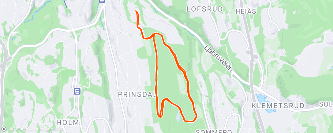Map of the activity, Afternoon Run, 3 x lysløypa mot klokka