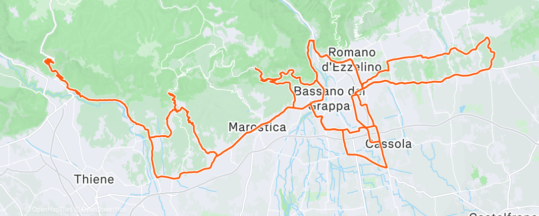 Map of the activity, Pedalata mattutina