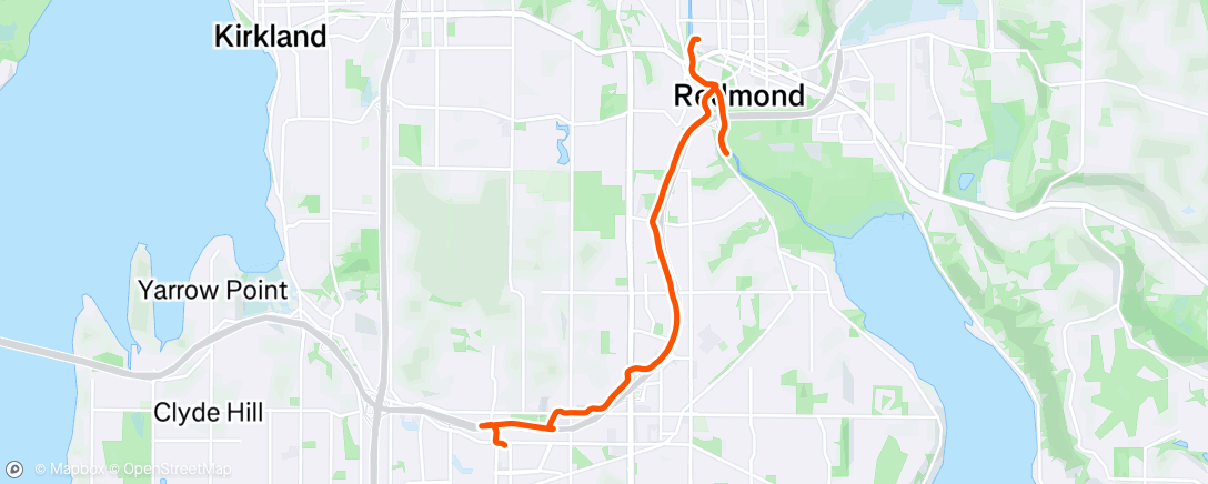 Map of the activity, Downtown Redmond to Bellevue