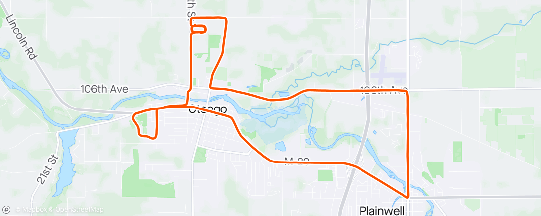 Map of the activity, LR loop around town