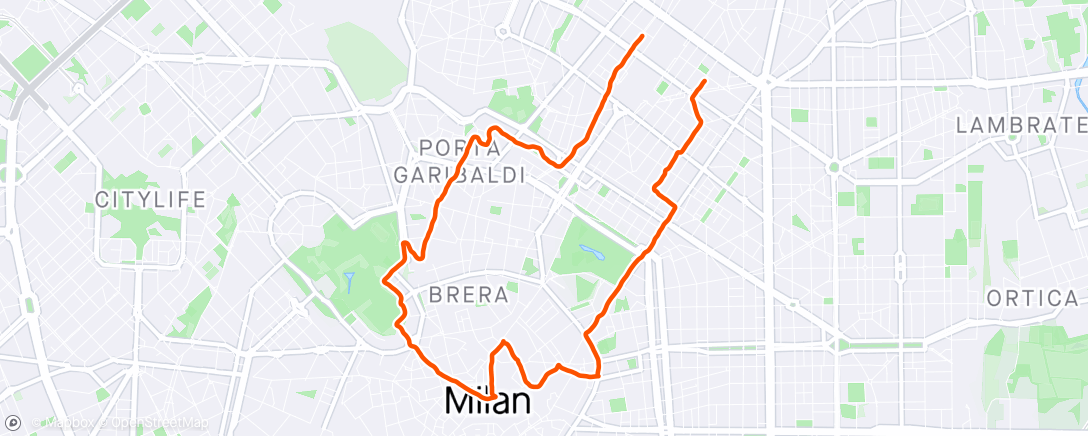 Map of the activity, Milano by night