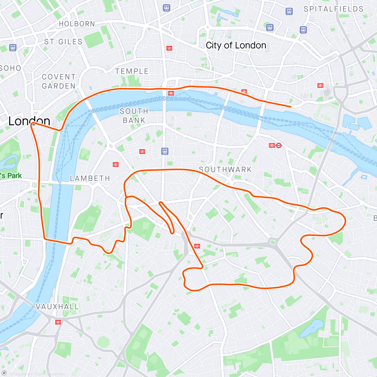 Carte de l'activité Zwift - London Loop in London