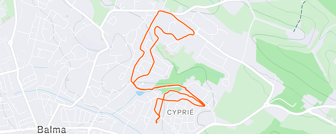 Map of the activity, Course à pied le matin