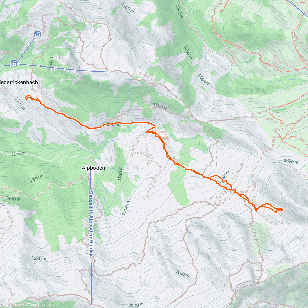 Map of the activity, Middagsessie freeriden