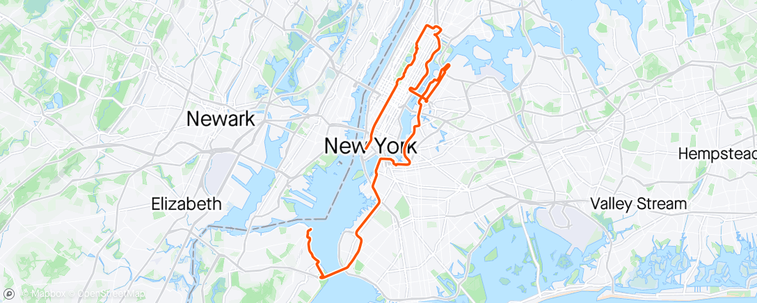 Mapa da atividade, 2024 Five Boros Ride NYC