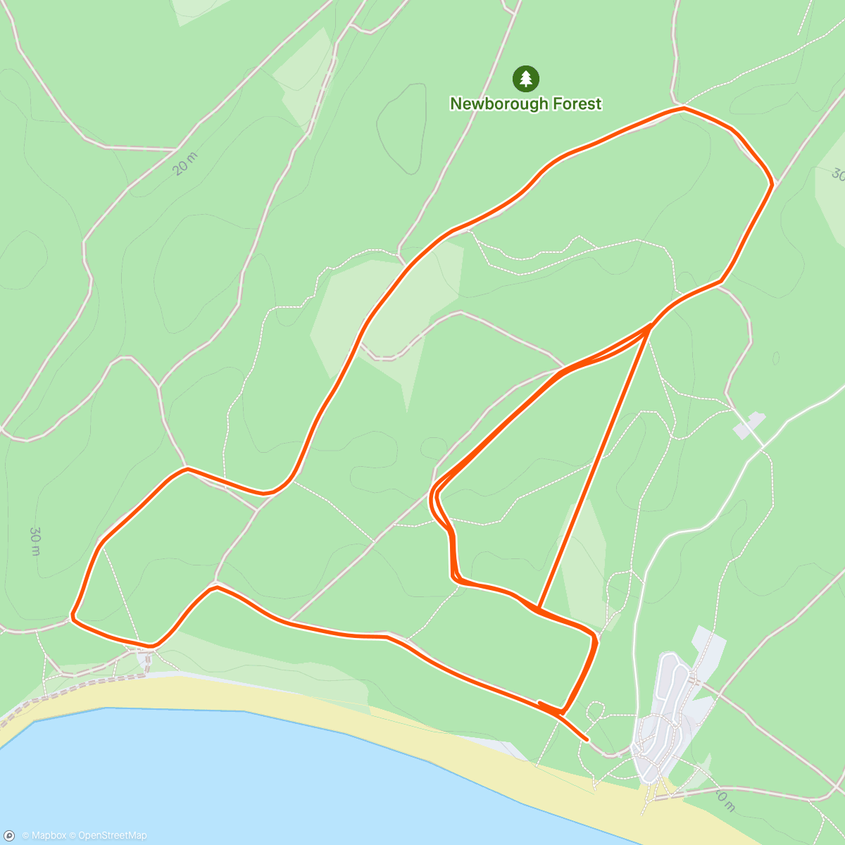 Map of the activity, Newborough Forest parkrun