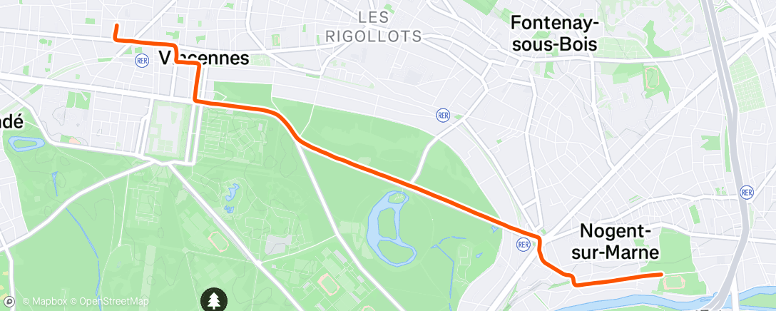 Carte de l'activité Sortie vélo le midi