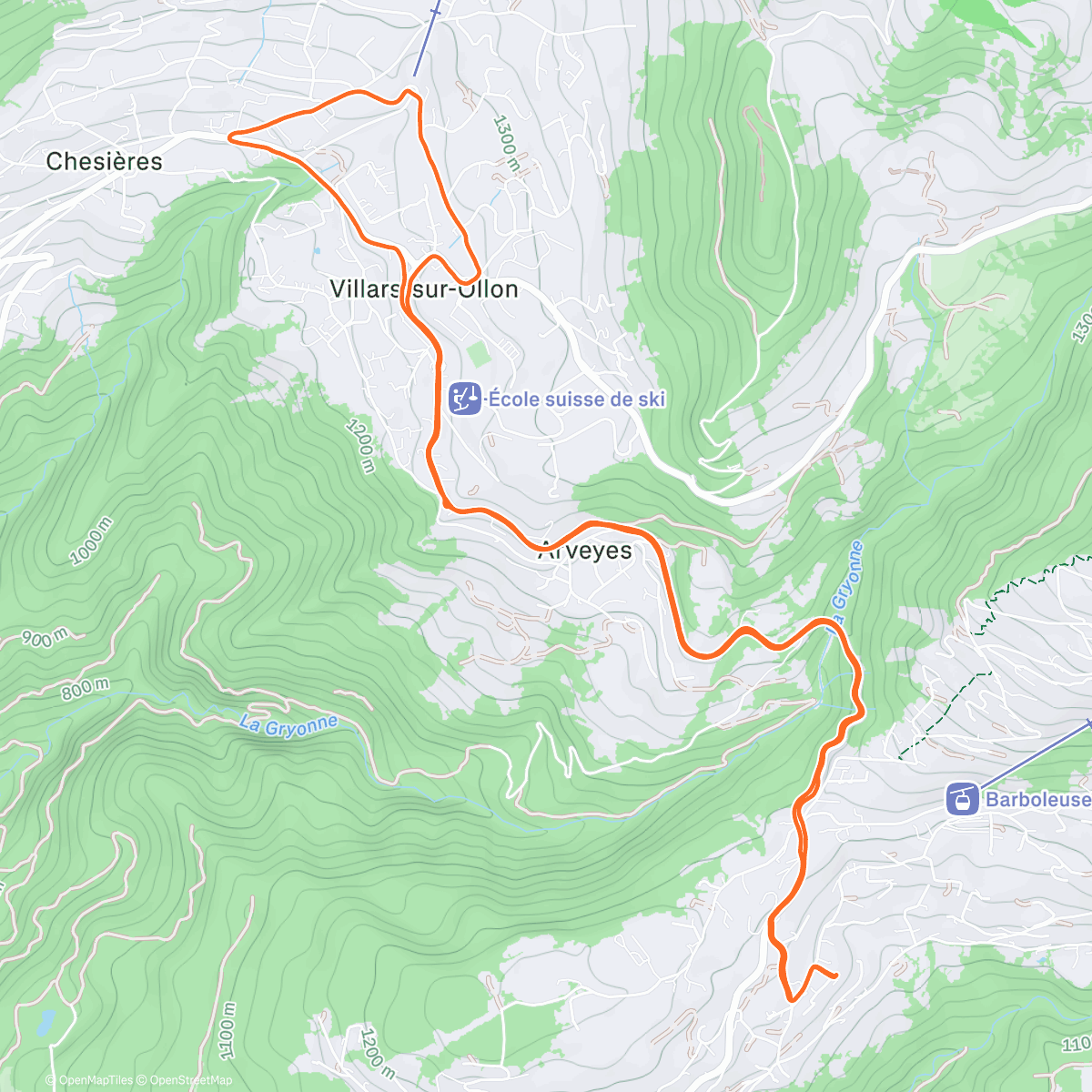 Map of the activity, Villars Run
