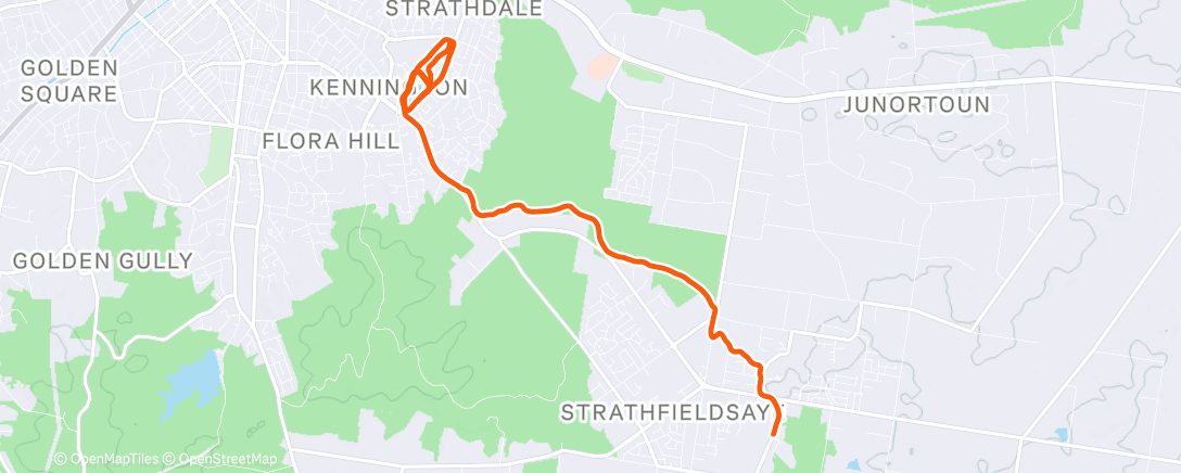 Map of the activity, Run to Parkrun