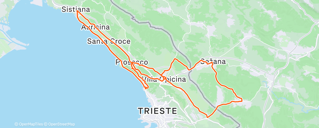 Map of the activity, Pedalata mattutina