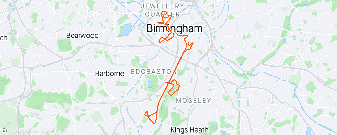 Map of the activity, Great Birmingham Half Marathon