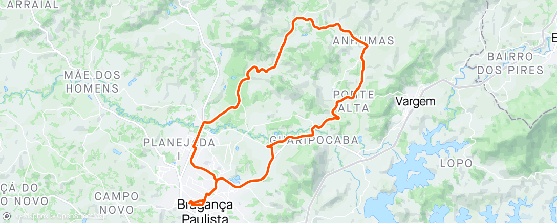 Mapa de la actividad, Pedalada de mountain bike ao entardecer