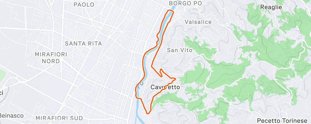 Map of the activity, Corsa dell'ora di pranzo