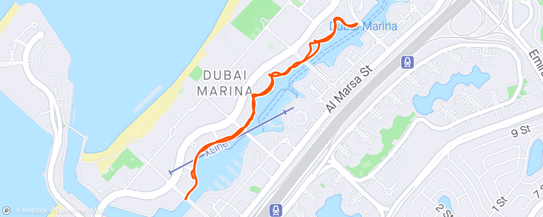Map of the activity, Dubai Marina out&back 🛳️