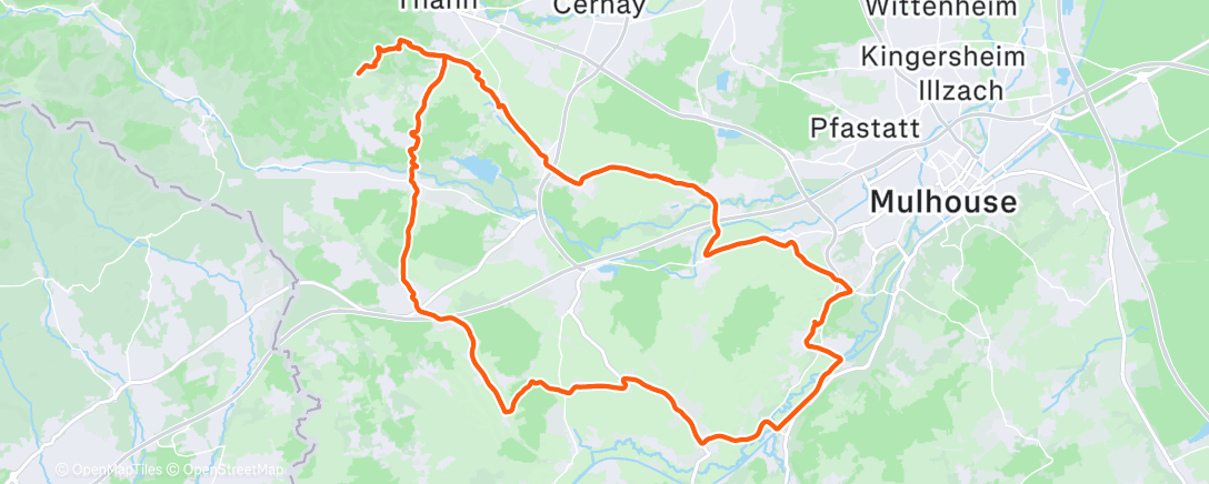 Map of the activity, Sortie vélo le midi