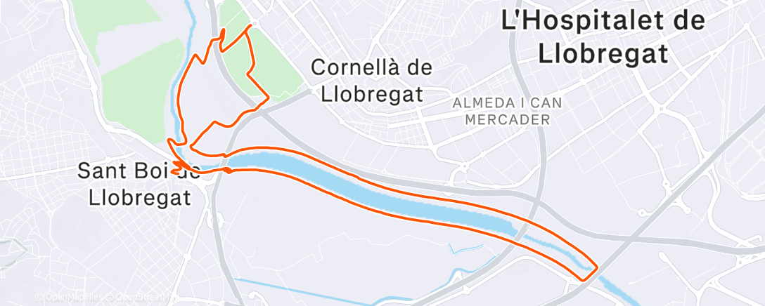 Map of the activity, Bicicleta por la tarde
