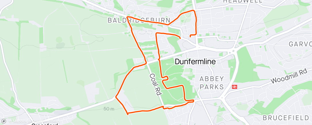 Map of the activity, Jog Scotland Dunfermline run