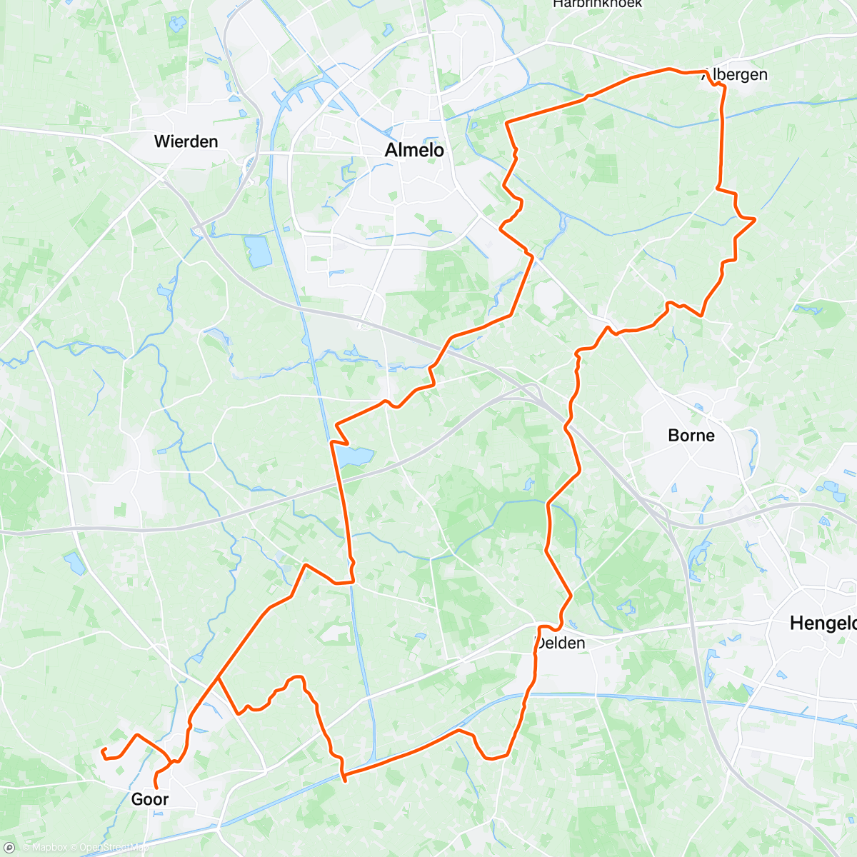 Map of the activity, TC Goor groep 2 richting Albergen