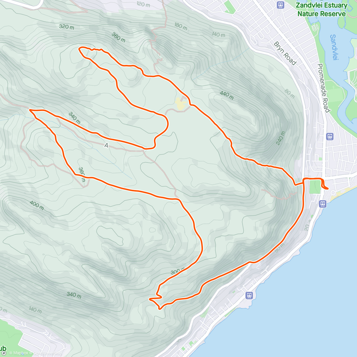 Map of the activity, Full send Caracal trail run.