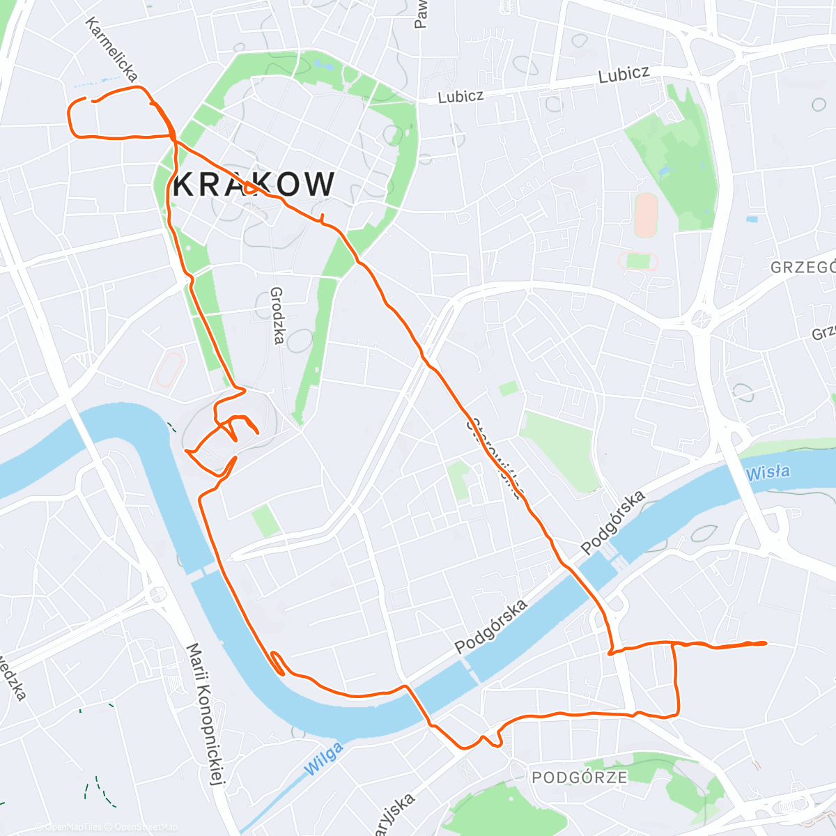 Map of the activity, Lunch Walk • Kraków