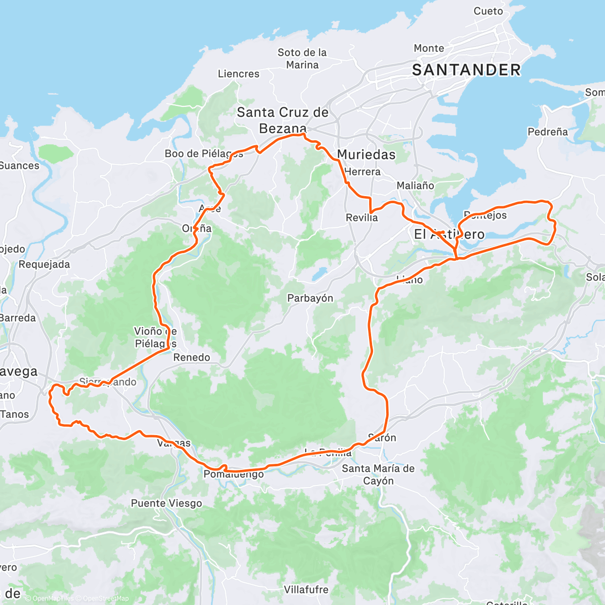 Map of the activity, Montaña en  tren y vuelta a caballo….