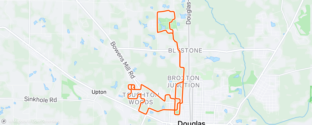 Map of the activity, No rain today, so worked on car all afternoon- late ride