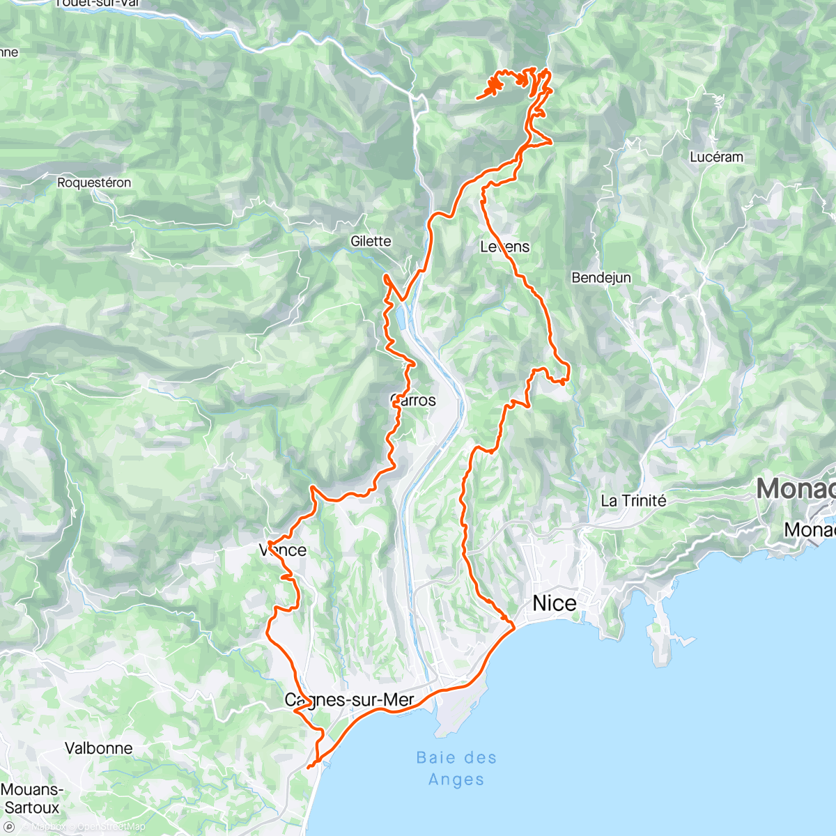 Map of the activity, NICE STAGE #5 Madone D’Utelle 😍