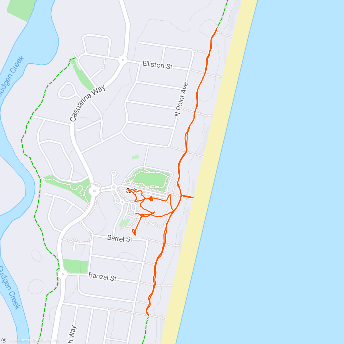 Map of the activity, Evening Walk around Mantra on Salt Beach