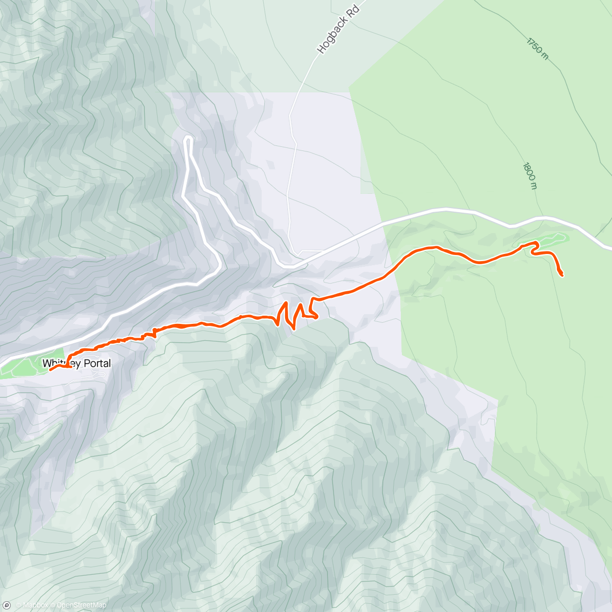 Map of the activity, Lone Pine Campground>Whitney Portal