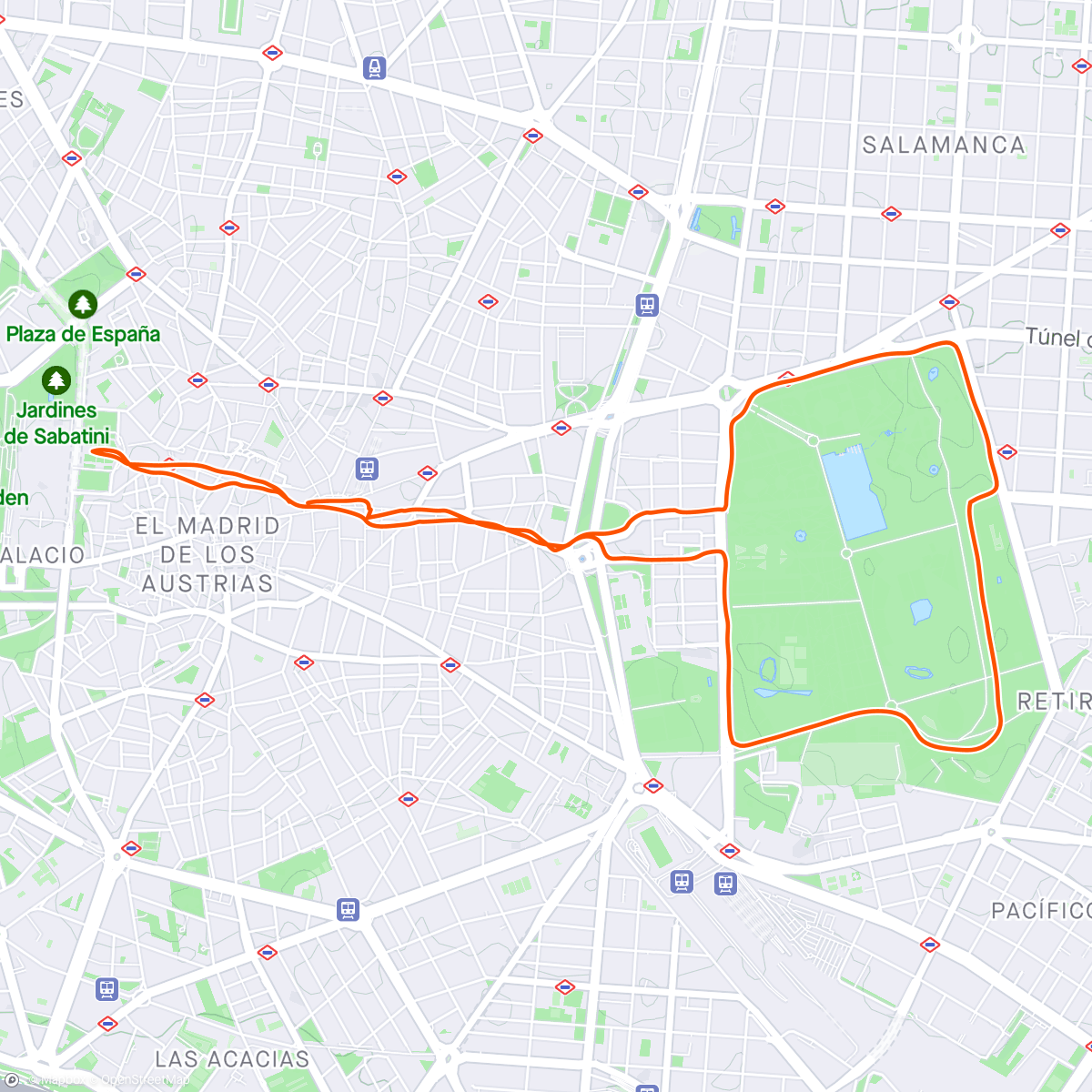 Map of the activity, Morning Run  🏃‍♂️ Madrid day 4: A big park but no Parkruns in Spain