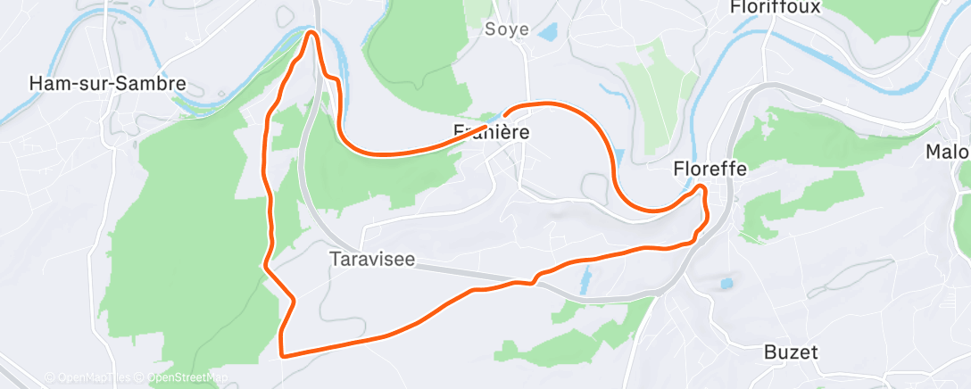 Map of the activity, Namiddagsessie trailrunning