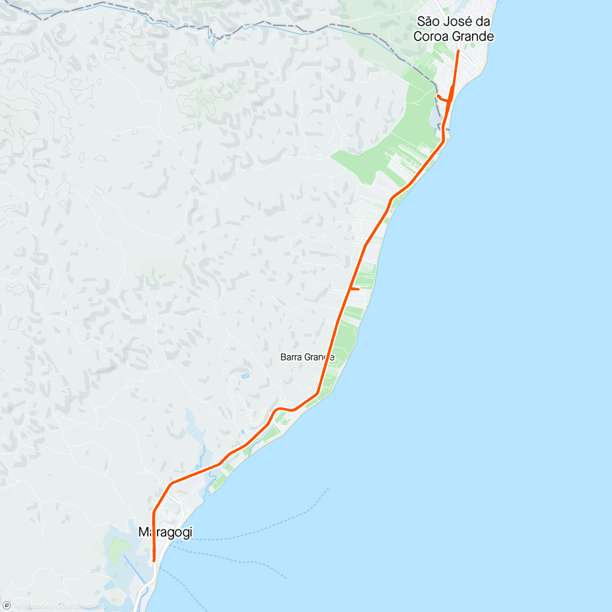 Map of the activity, City tour em São José da Coroa Grande/Maragogi 🚴‍♀️🚴‍♀️🚴‍♀️🚴‍♀️🤣🤣🤣🤣🤣