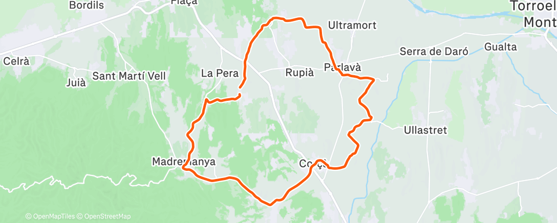 Map of the activity, Bicicleta por la tarde