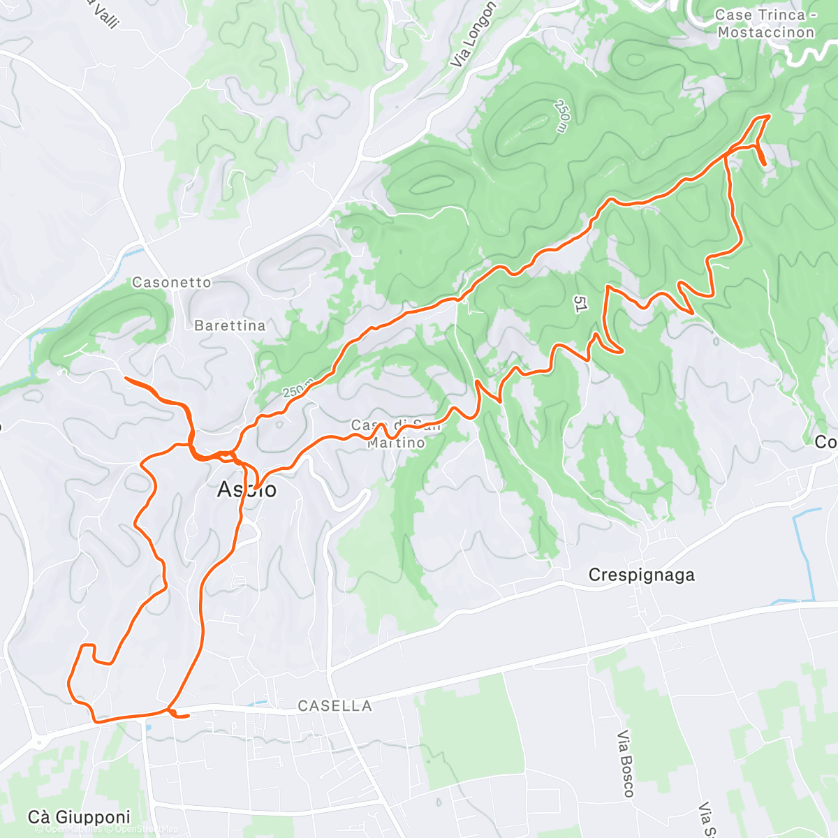 Map of the activity, Corsa mattutina