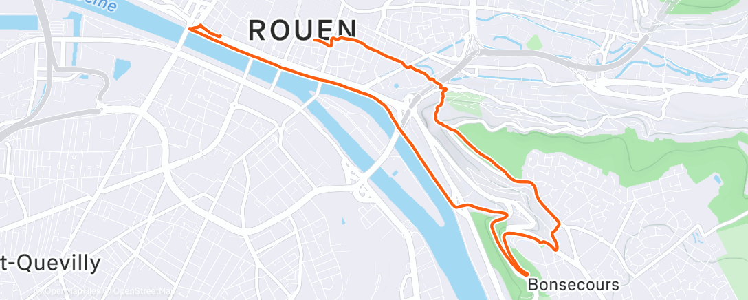 Карта физической активности (Course à pied dans l'après-midi)