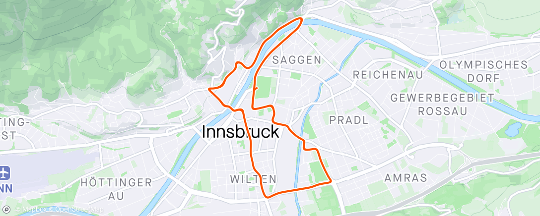 「Zwift - Race: Sydkysten Race (B) on Innsbruckring in Innsbruck」活動的地圖