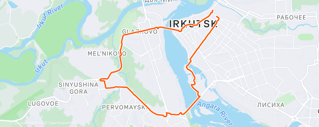 Map of the activity, Afternoon Run