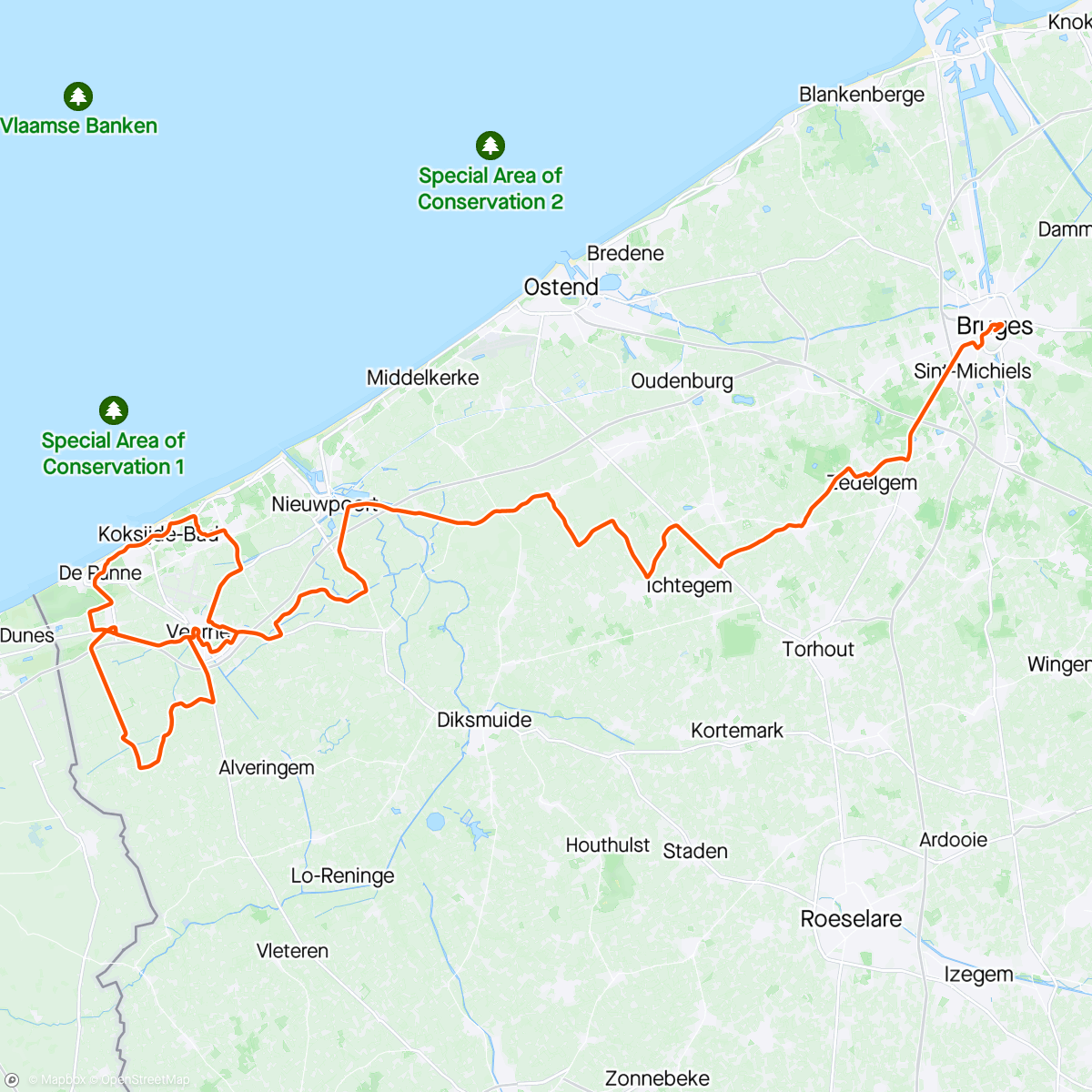 Map of the activity, De Panne