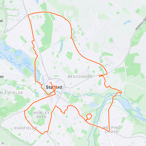 Stafford Half Marathon 2015 21.3 km Road Running Route on Strava