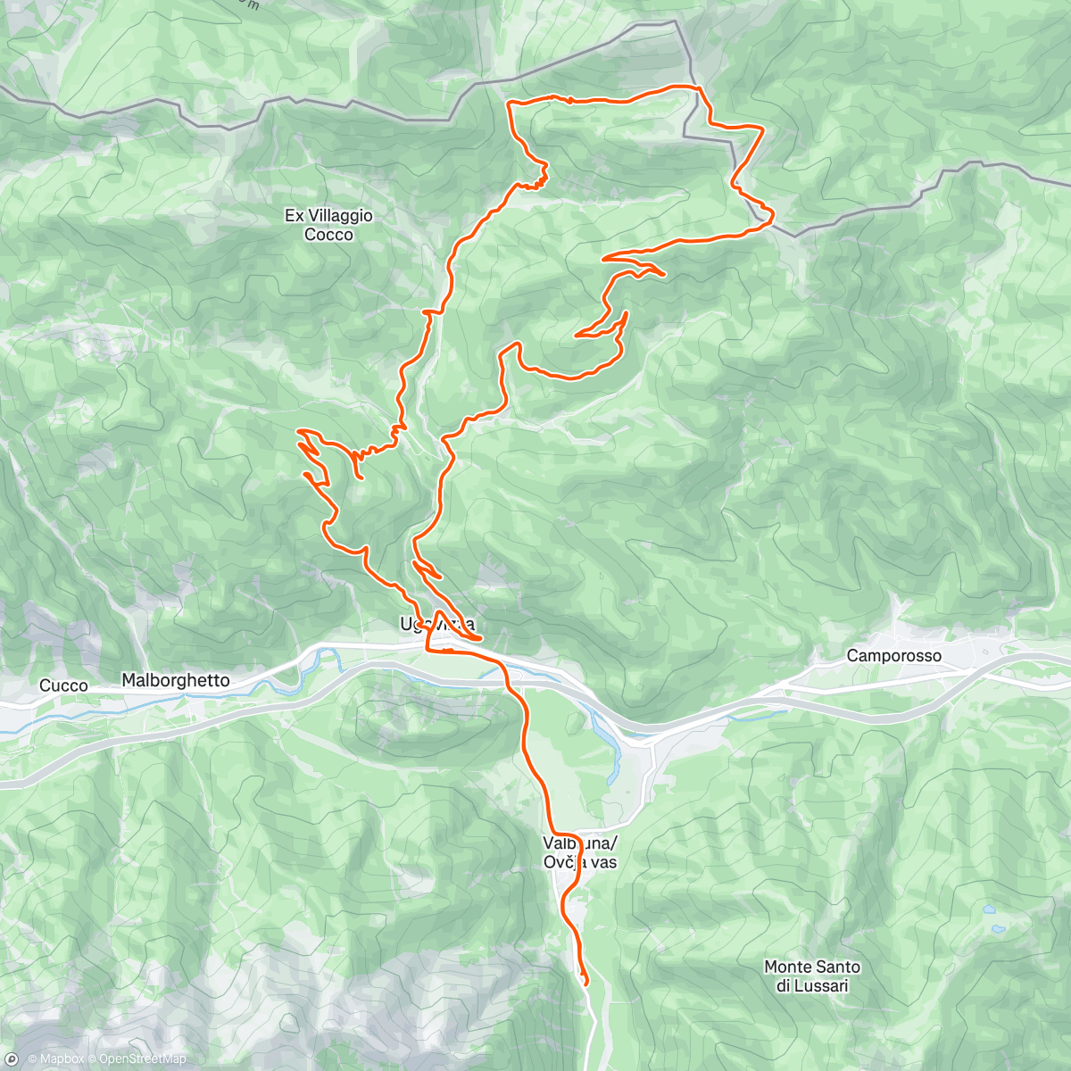 Map of the activity, Val Seisera, Acomizza, Sella Bistrizza, casera Mezesnig