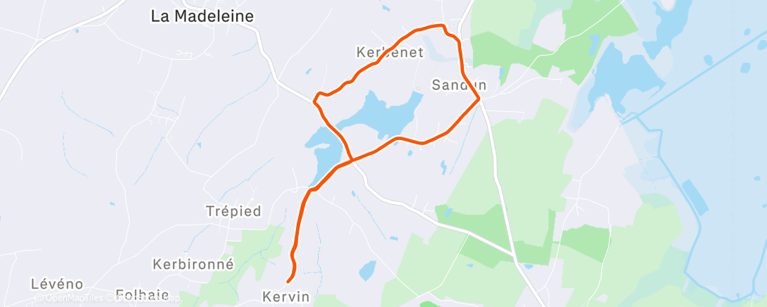 Map of the activity, Course à pied le midi