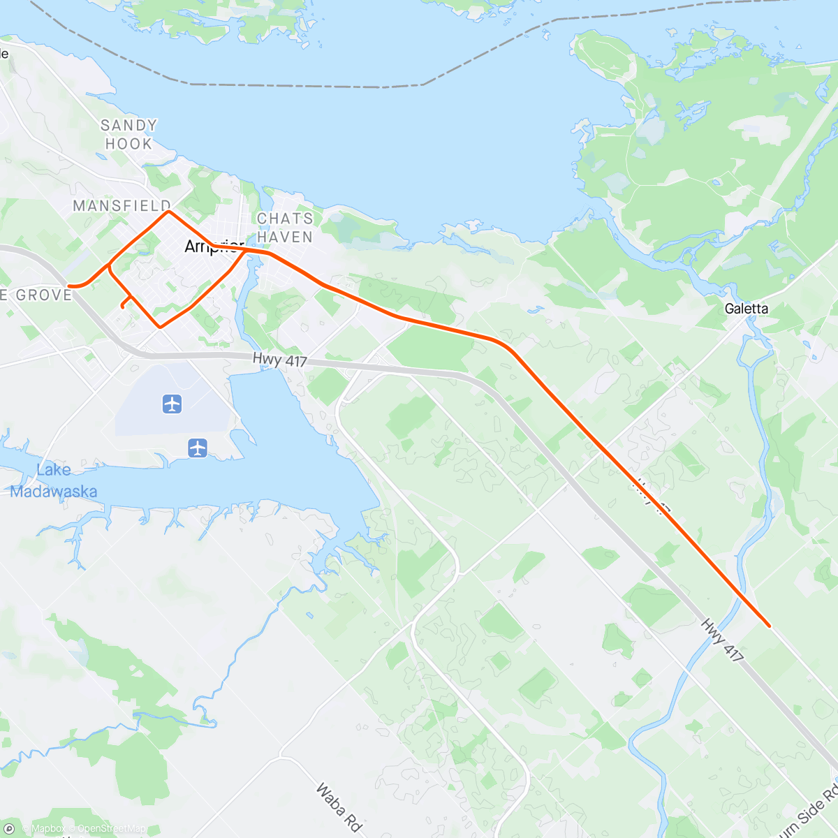 Map of the activity, Short Evening Ride