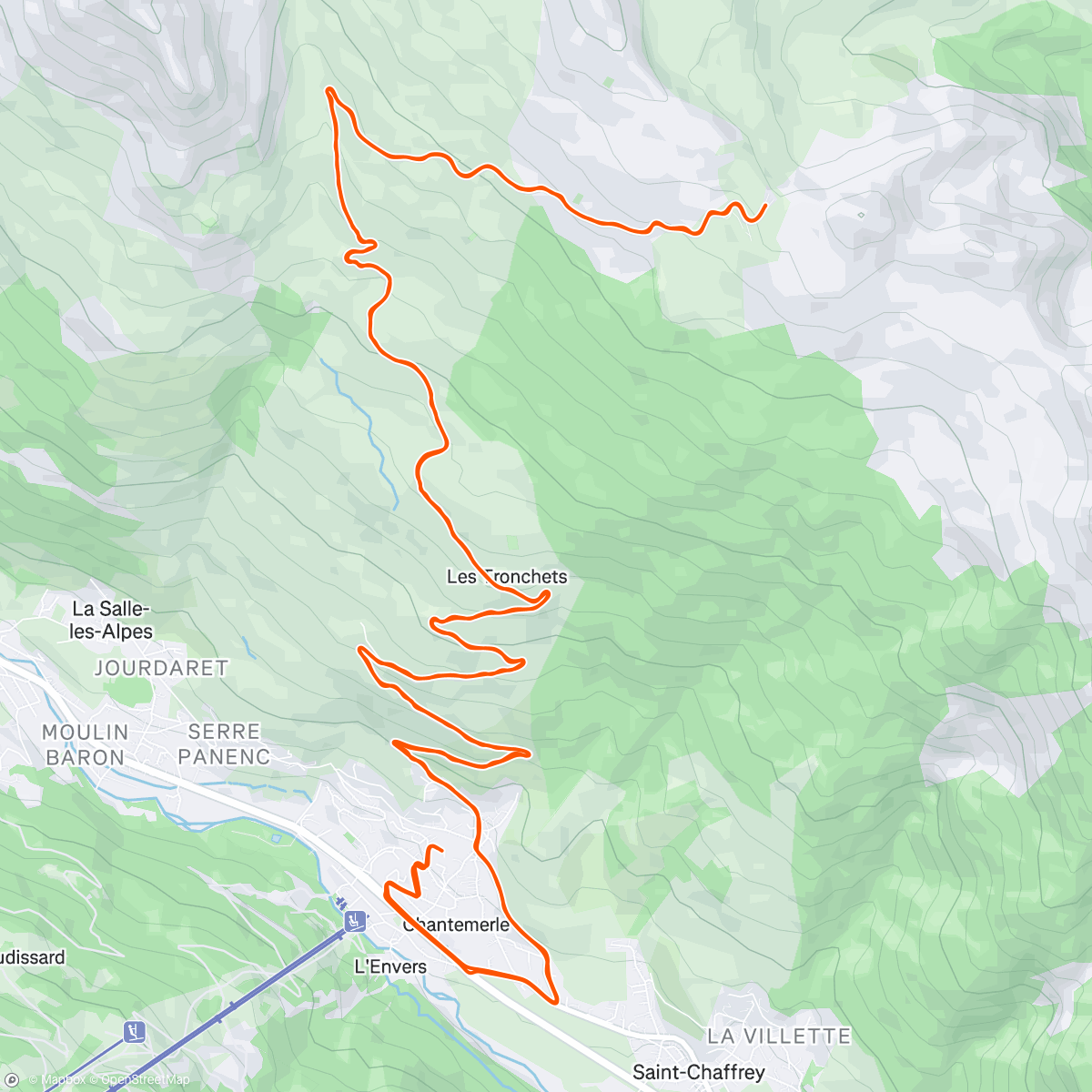 Map of the activity, Col du Granon