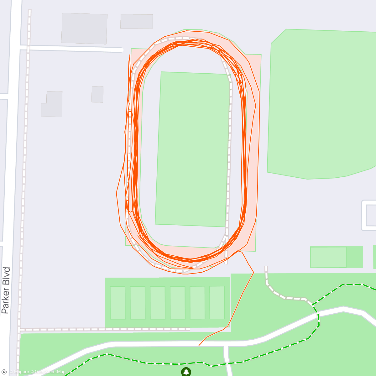 Map of the activity, GBTC Track Workout (8x300m) ⛅