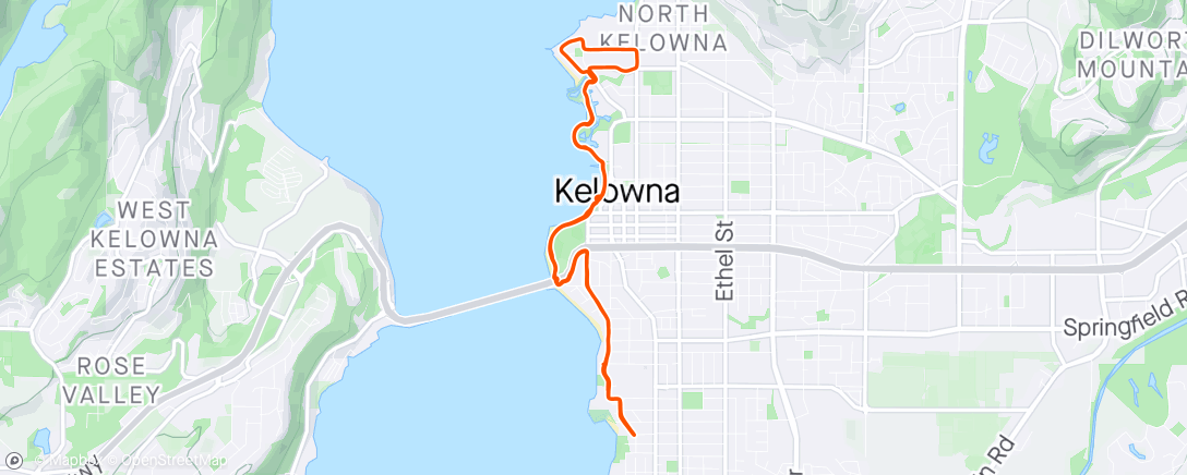 Map of the activity, 4 Sets (1 Mile On / 0.5 Mile Recovery)