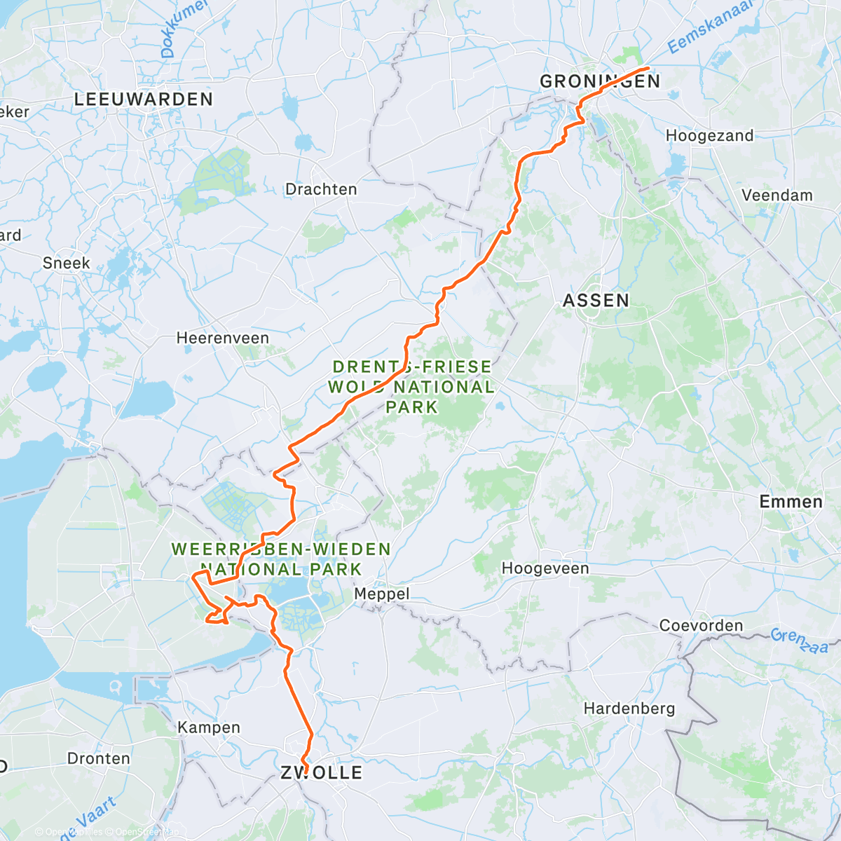 Map of the activity, Etappe 4, weer lekker terug naar huis