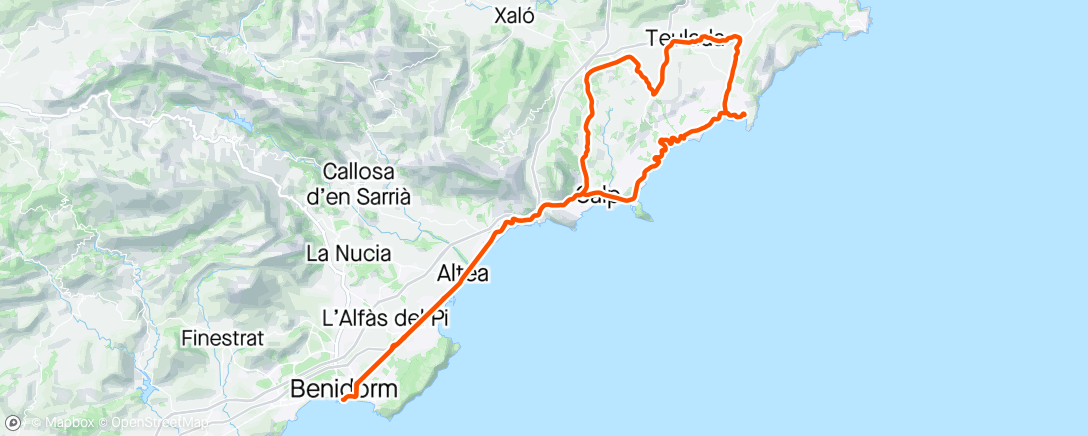 Carte de l'activité Benidorm-Benisa-Benitatxel-Moraira-El Portet-Benidorm
